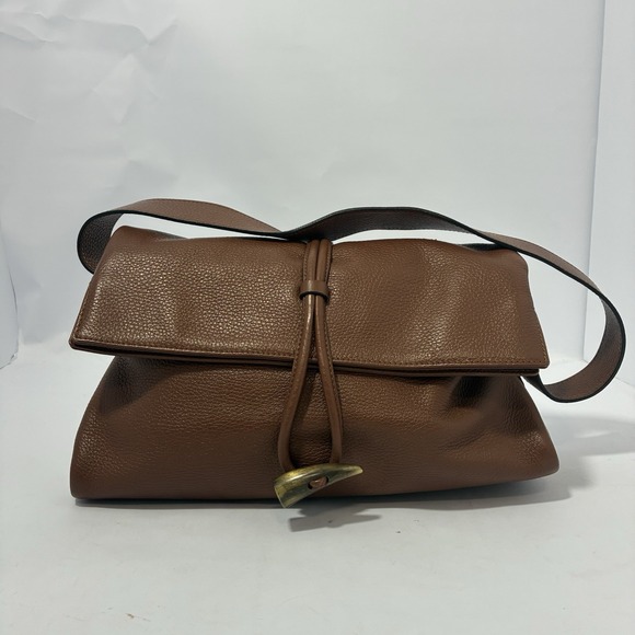 Burberry Handbags - Burberry Leather Haymarket Check Horn Toggle Shoulder Bag Purse Brown Colorway